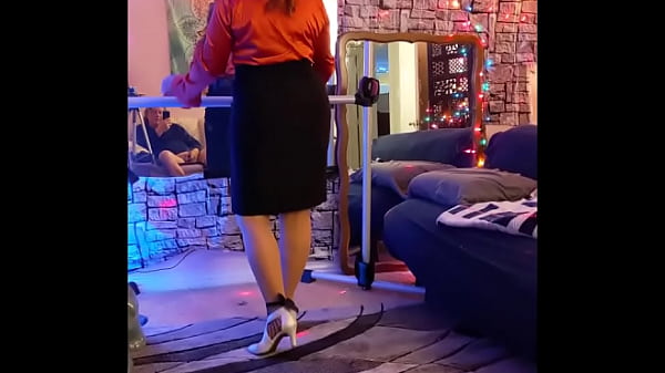 Hotwife Steffi orange satin pussy dance (another dirty bit)